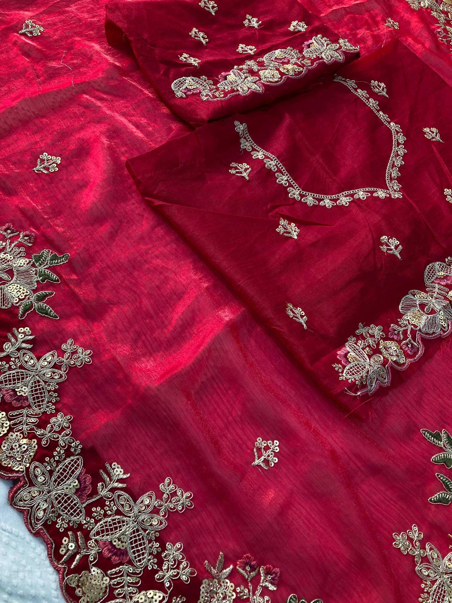 Chiffon  Embroidered Cutwork Saree